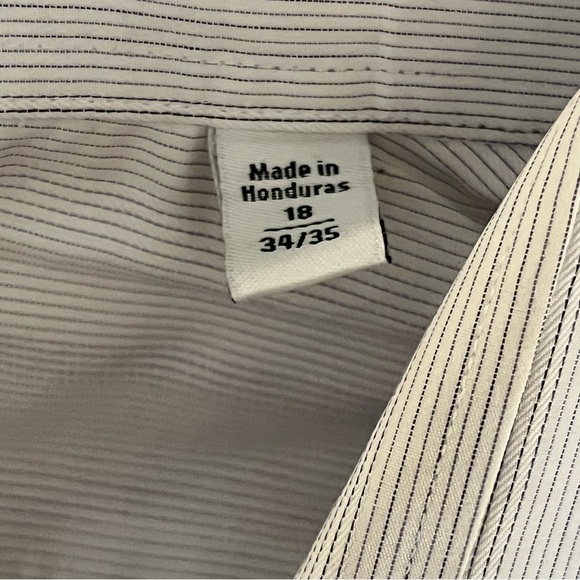 Calvin Klein Slim Fit Dress Shirt White with Grey Stripes Size 18 34/35 - Picture 2 of 4